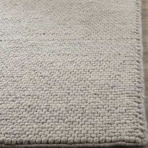 Knots Pebble Hand Woven 80% Wool And 20% Cotton Rug - Light Grey / Ivory