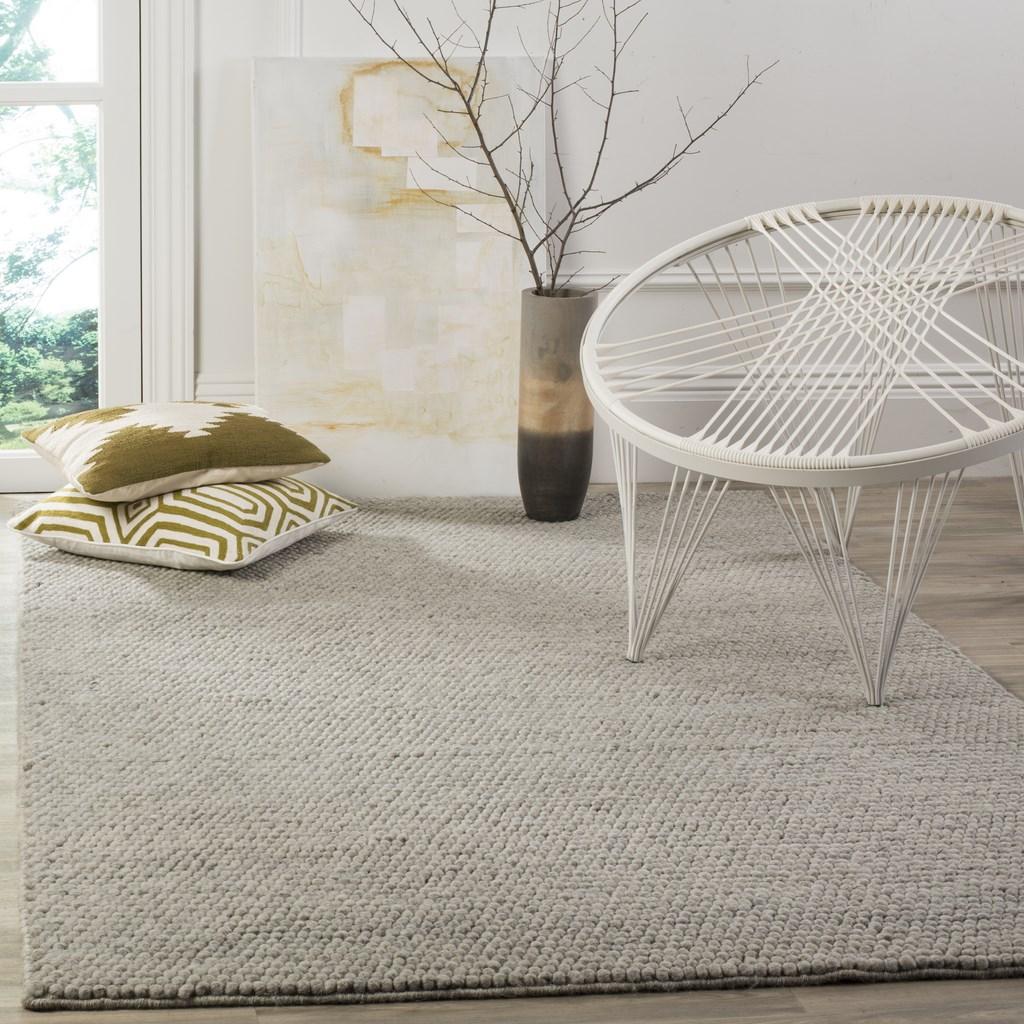 Knots Pebble Hand Woven 80% Wool And 20% Cotton Rug - Light Grey / Ivory